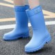 雨靴时尚 加绒防滑保暖厨房厚防水中筒胶鞋 特高筒女士水靴雨鞋 水鞋