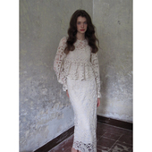 高腰包臀早秋半身裙套装 ZHUYIYI 上衣 蕾丝衫 女简约原创设计 法式