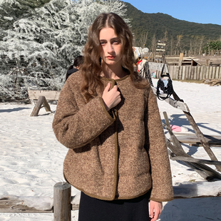 ZHUYIYI 高端白鹅绒冬季羊驼毛羽绒服女短款设计感修身