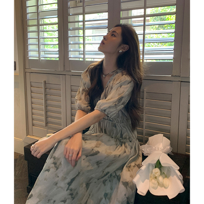 法式优雅气质碎花连衣裙