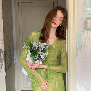 秋季 收腰显瘦早秋连衣裙女原创设计仙女长裙新款 蕾丝长袖 ZHUYIYI