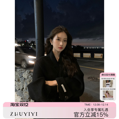 ZHUYIYI羊毛双面呢双排扣通勤