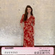 碎花红色连衣裙女夏收腰显瘦长款 ZHUYIYI 新款 原创设计高级感长裙
