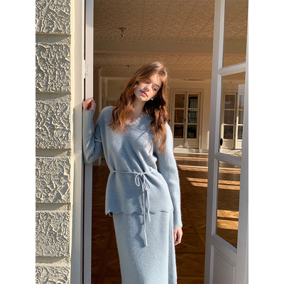 ZHUYIYI慵懒风秋冬半裙套装