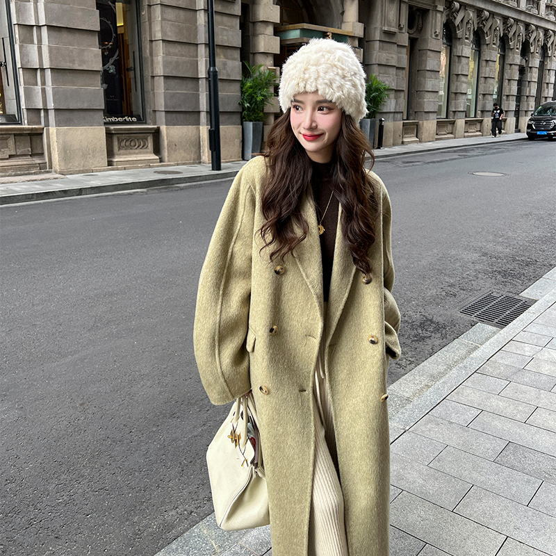 双面羊绒大衣毛呢外套中长款驼绒