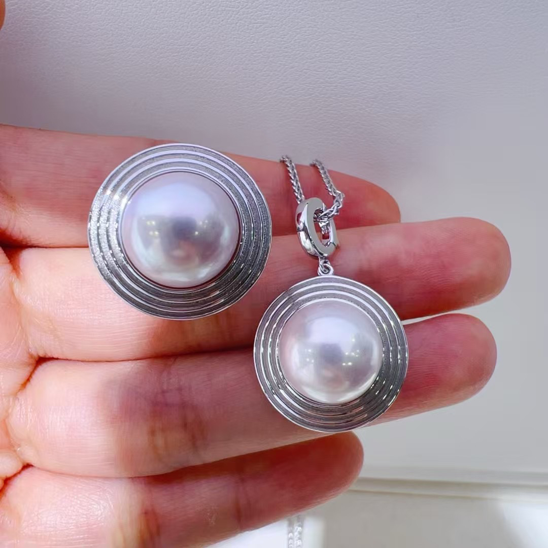 精工纯银珍珠戒指万能扣吊坠星轨简约设计风格轻奢清冷感精工纯银