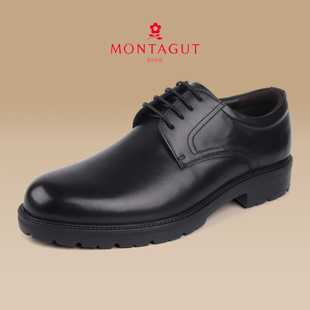 梦特娇男鞋2023冬季圆头厚度皮鞋男商务正装真皮男士德比鞋结婚鞋