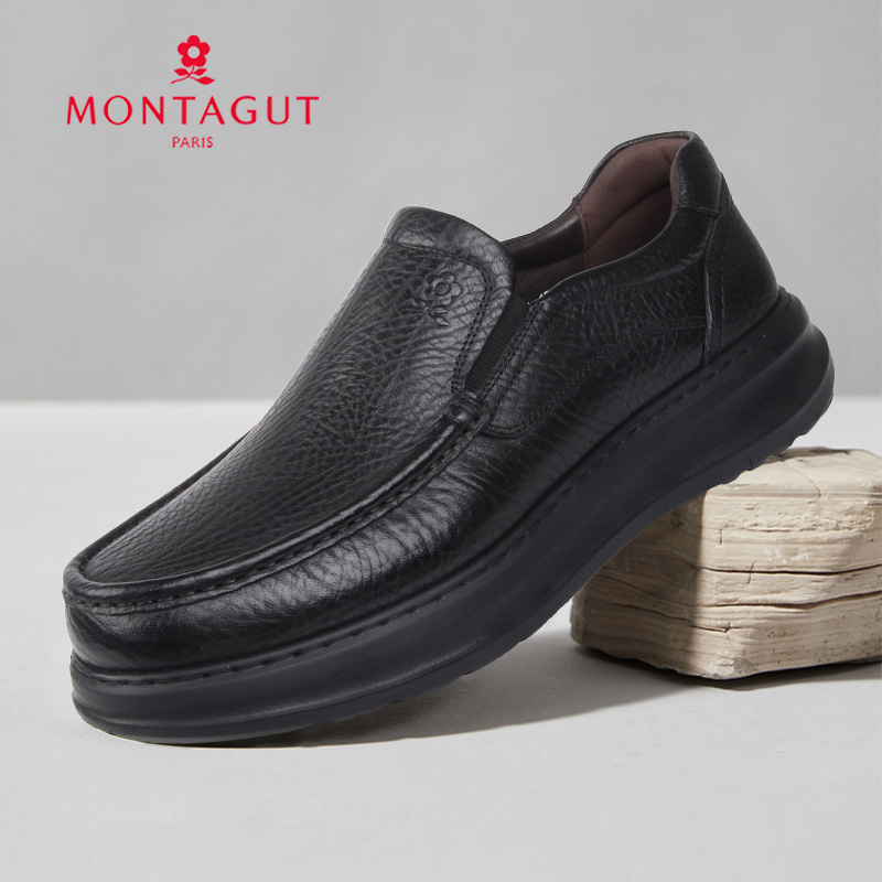 梦特娇秋季增高厚底休闲皮鞋