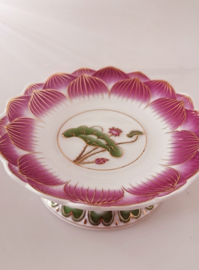 浮雕彩色果盘佛具佛堂寺庙摆件中式跨境供盘糖果盘婚庆结婚莲花碟