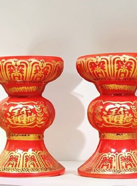 红财红莲花果盘香炉婚庆套装跨境产品大红色摆件婚宴供碗