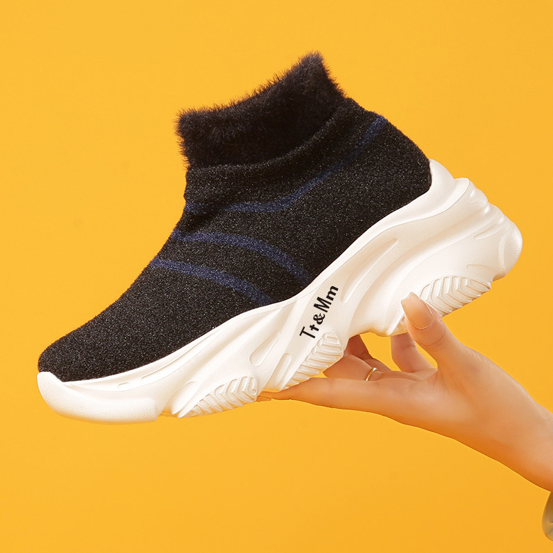 汤姆斯厚度时尚飞织网面高帮鞋女