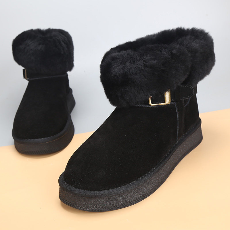 新款大码女鞋41一43圆头休闲厚底短筒靴子2024冬季加绒保暖雪地靴,女鞋,时尚雪地靴,淘宝优惠券,粉丝福利购,淘宝优惠卷