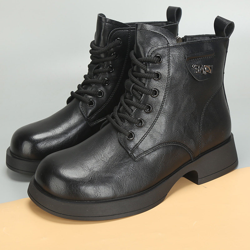 大码女鞋41一432025冬季新款休闲低跟侧拉链加绒短靴马丁靴女,女鞋,马丁靴,淘宝优惠券,粉丝福利购,淘宝优惠卷