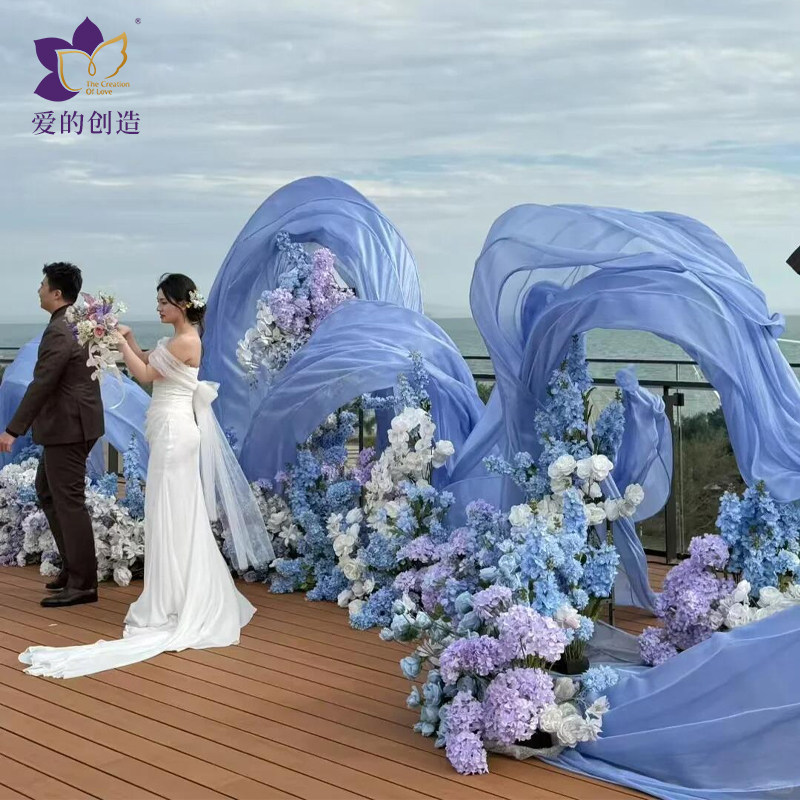 高端婚礼室内户外场景定制全套场婚庆绢花