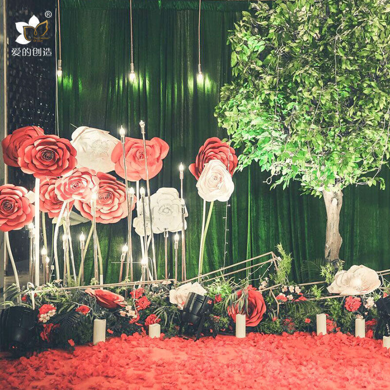 纸花 橱窗装饰道具婚庆路引布置中国红玫瑰花墙背景墙纯手工纸花|msdalam kategori bekalan perayaan/hadiah, set perkahwinan/props, Perkahwinan bunga sutera - dari Buy2taobao.com untuk memberikan perkhidmatan ejen Taobao profesional membeli