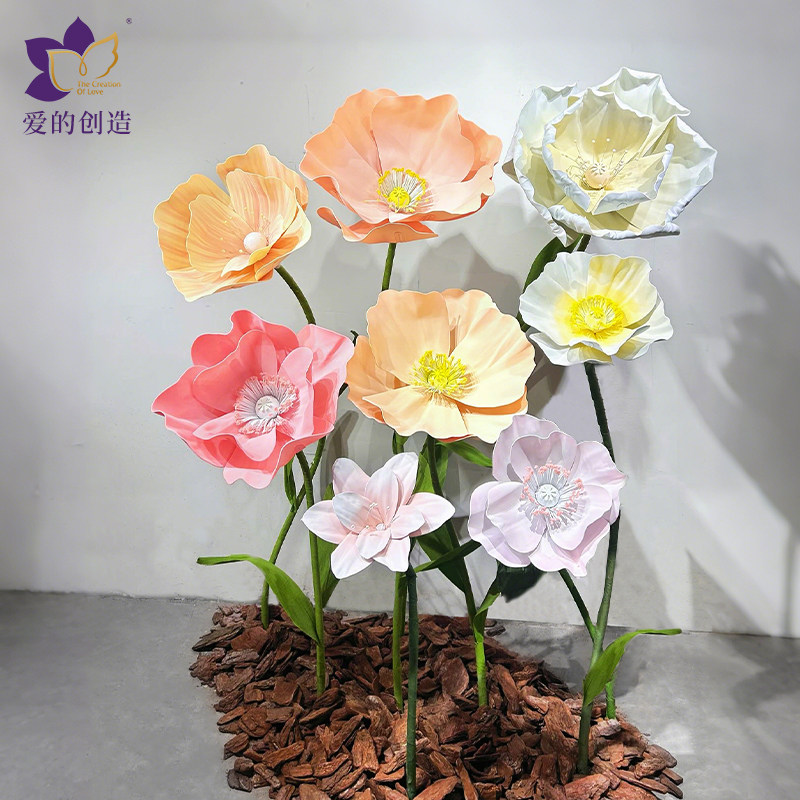 大型手工纸花仿真装饰花婚庆生日店铺装饰ins风网红款泡沫纸防水