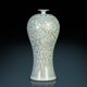 景德镇陶瓷花瓶名家描金雕刻影青梅瓶中式 客厅玄关装 饰品摆件大号
