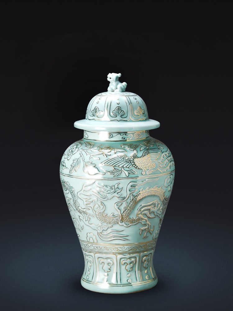 景德镇陶瓷器描金仿古手绘将军罐摆件装饰品仿古客厅古典中式大号,家居饰品,花瓶,淘宝优惠券,粉丝福利购,淘宝优惠卷