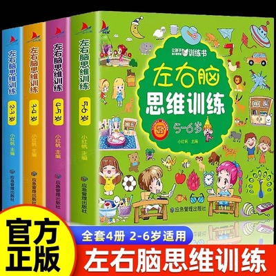 左右脑开发思维训练2一3到6岁全脑开发逻辑思维训练书儿童专注力益智幼儿早教启蒙书小大班幼儿园衔接一年级智力开发数学提升书籍