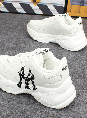 潮牌情侣老花老爹鞋男女款厚底增高小白鞋韩版百搭轻便学生运动鞋