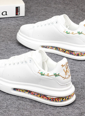 刺绣气垫鞋男鞋韩版百搭情侣小白鞋潮鞋男女休闲增高厚底运动板鞋