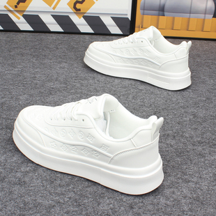 潮流印花小白鞋男厚底白色低帮板鞋百搭软底舒适休闲运动鞋潮鞋子