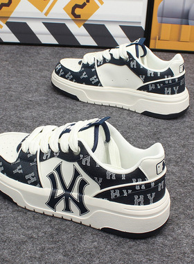 潮牌情侣老爹运动鞋男女印花厚底系带软底板鞋学生增高休闲小白鞋