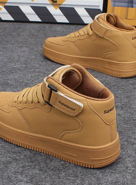 空军高帮小白鞋男潮鞋韩版百搭情侣厚底运动鞋内增高学生休闲板鞋