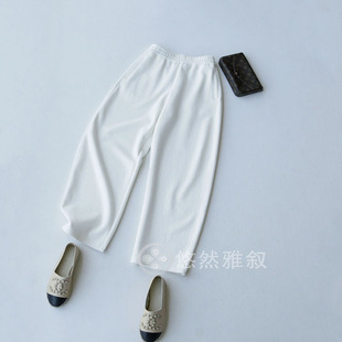 宽松随性松紧高腰休闲裤 PIN牌订单 品质巨好 客供面料 黑白两色