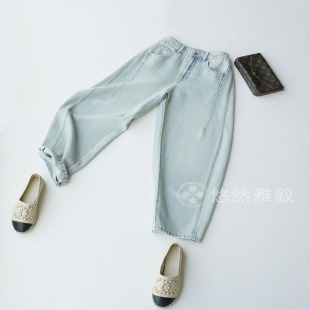 九分牛仔裤 工厂直销 时髦干净浅色洗水 侧缝立体剪裁 超高性价比