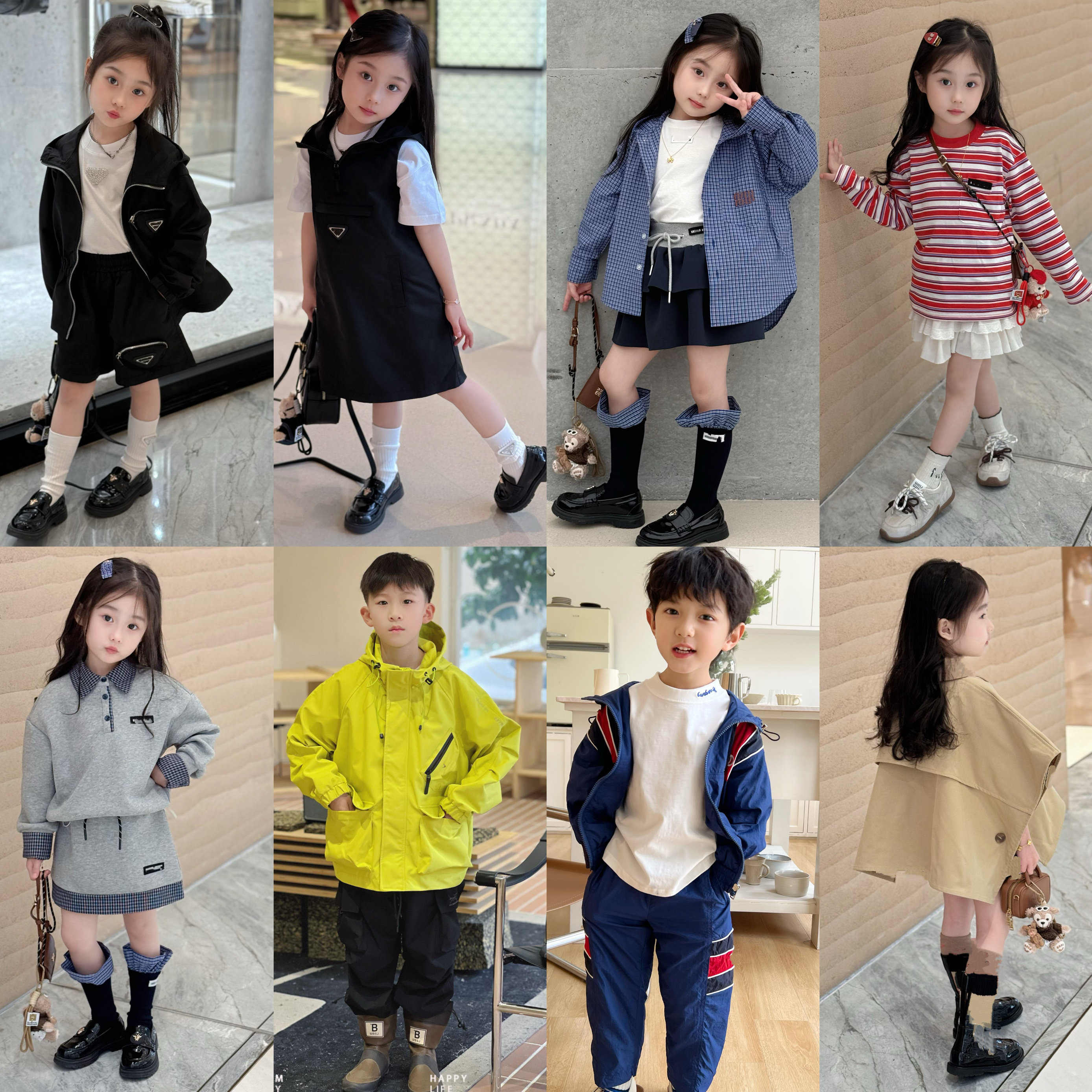 小七baby25春夏新品条纹T恤半裙卫衣格纹衬衫外套男女童宝宝TP02