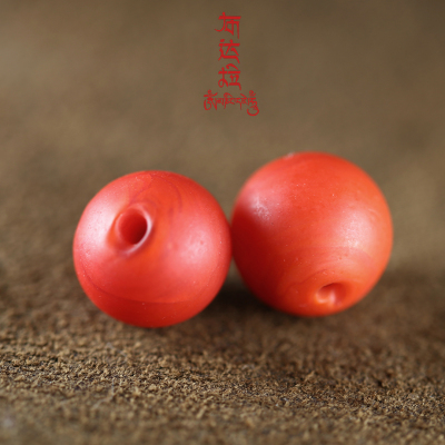 西藏红色琉璃天珠包浆纯手工diy古法工艺有孔正品珠宝半成品雪巴