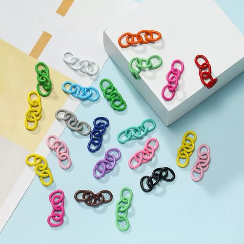 100根尾链彩色四节链条饰品配件弹簧圈钥匙扣圈DIY配件合金连接环