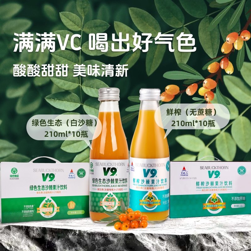 宇航人内蒙古小果沙棘鲜榨绿色生态沙棘果汁饮料210ml*10瓶