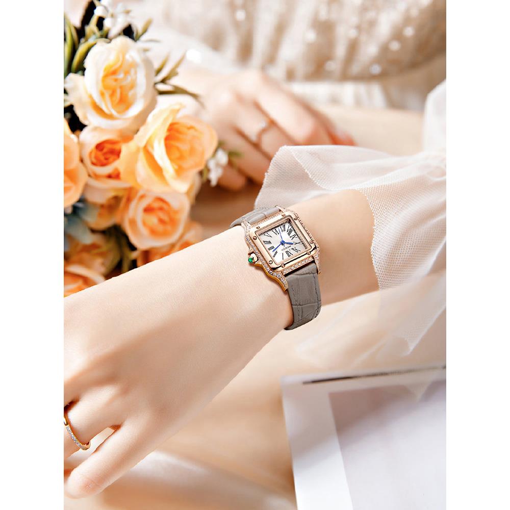 雷克斯ROCOS小方糖2025新款正品牌小众奢华方形女士手表女表防水