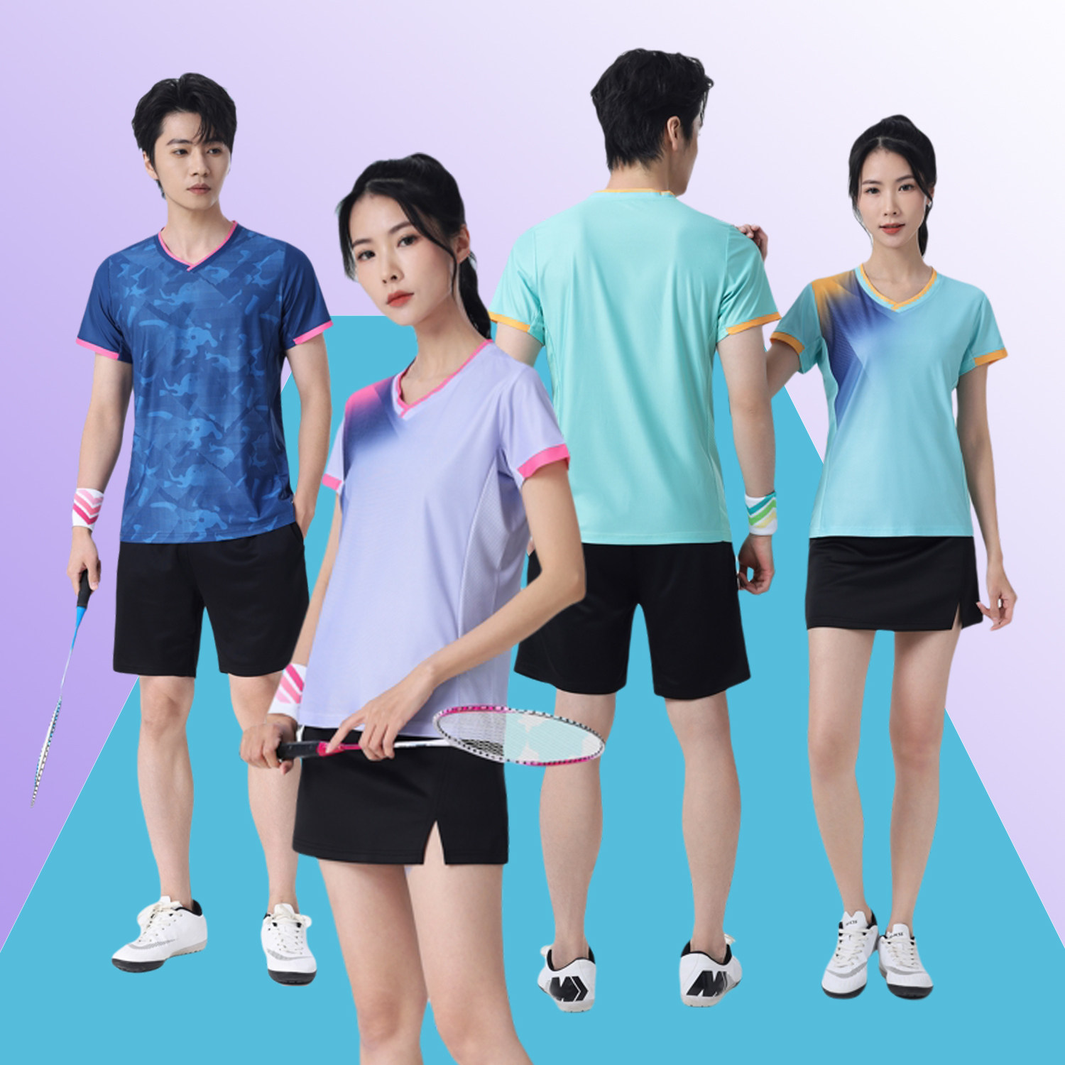 新款羽毛球服套装男女运动服