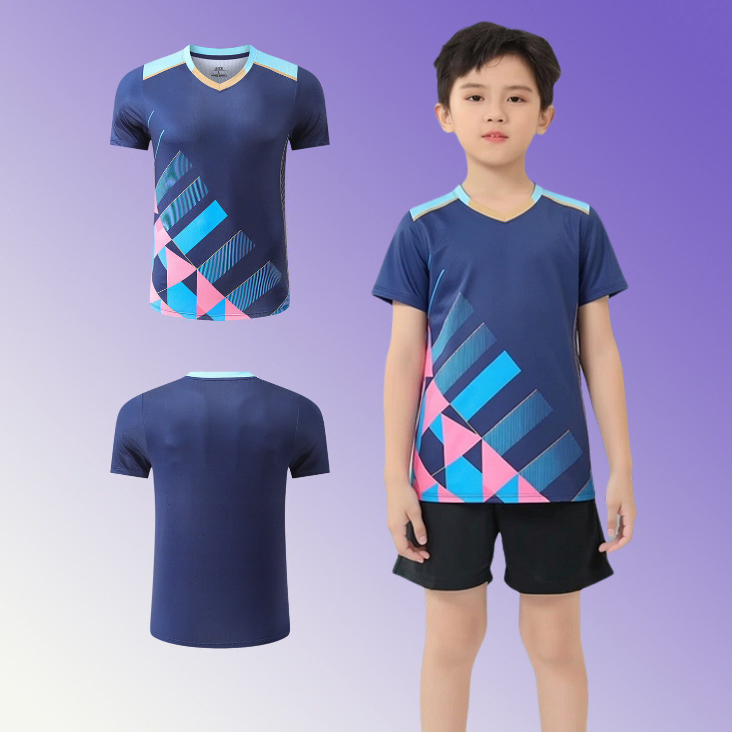 儿童羽毛球服套装男童女速干运动服训练比赛队服乒乓球服定制印字