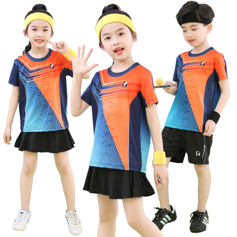 儿童羽毛球服套装男童女童短袖运动排球服速干训练比赛队专业印字