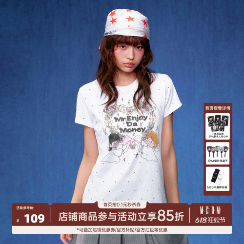 MEDM白色波点碎花短袖T恤女夏