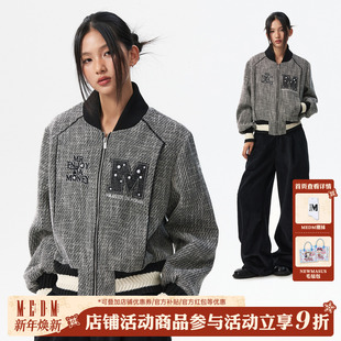 拉链外套 复古情侣款 MEDM 小香风毛呢棒球领休闲立领夹克秋冬美式