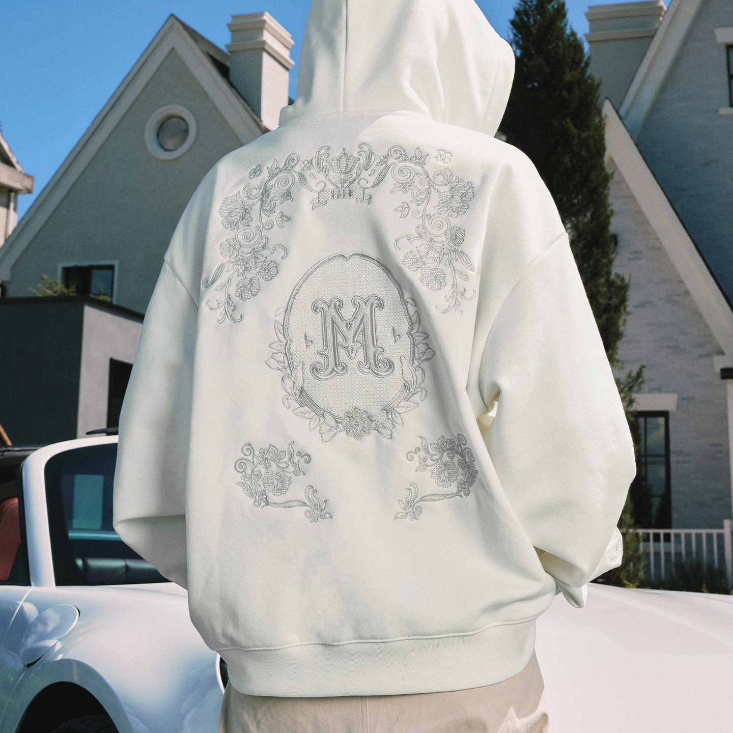 MEDM重磅刺绣花纹logo休闲拉链帽衫美式加绒宽松情侣连帽卫衣春秋