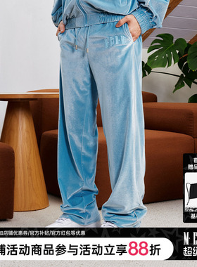 MEDM25SS网球系列丝绒裤子男美式复古休闲卫裤直筒长裤宽松运动裤