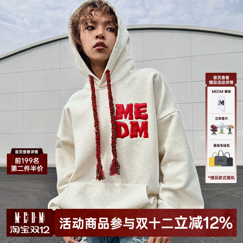 毛线抽绳MEDM套头帽衫