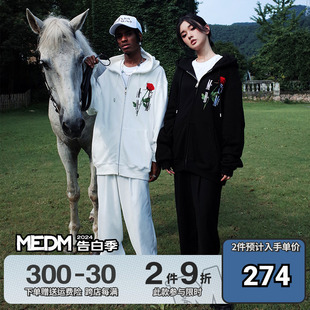 新款 MEDM 卫衣男女春秋季 宽松潮流ins外套 21FW玫瑰刺绣开衫 情侣装