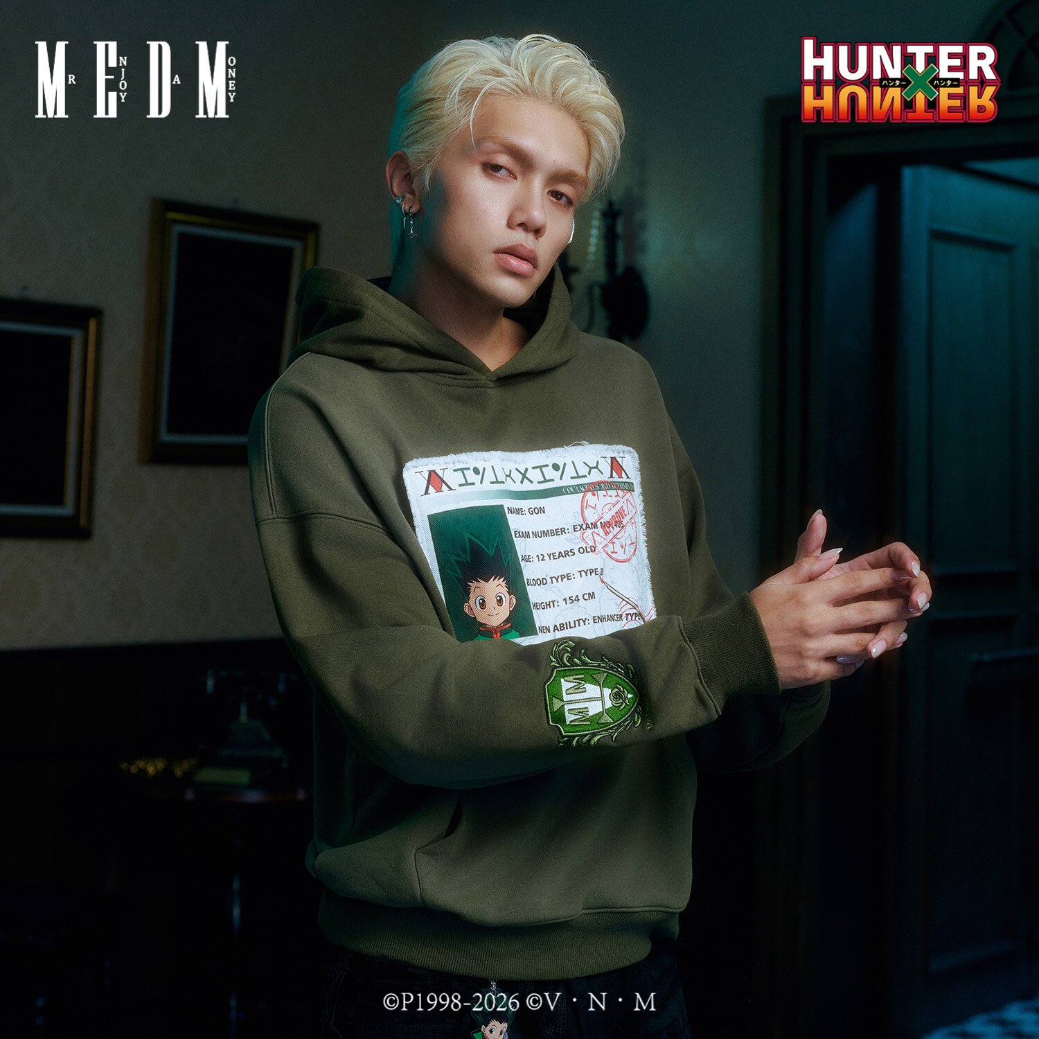 MEDM|Hunter × Hunter联名系列-贴布绣连帽卫衣水洗潮牌帽衫秋