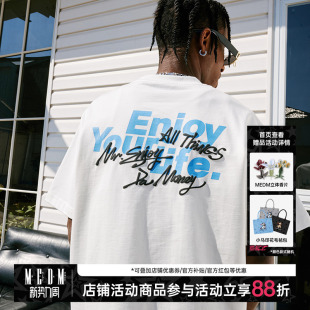 发泡印花短袖 体恤衫 T恤男女同款 高街休闲五分袖 美式 MEDM潮牌夏季
