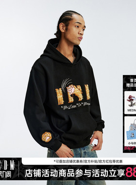 MEDM 猫爪LOGO贴毛料钉珠刺绣连帽卫衣男女美式百搭休闲加绒帽衫