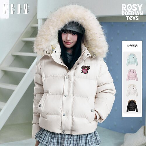 MEDM×ROSYDOEDIANTOYS联名-绗线立领羽绒服保暖可拆卸毛领外套潮