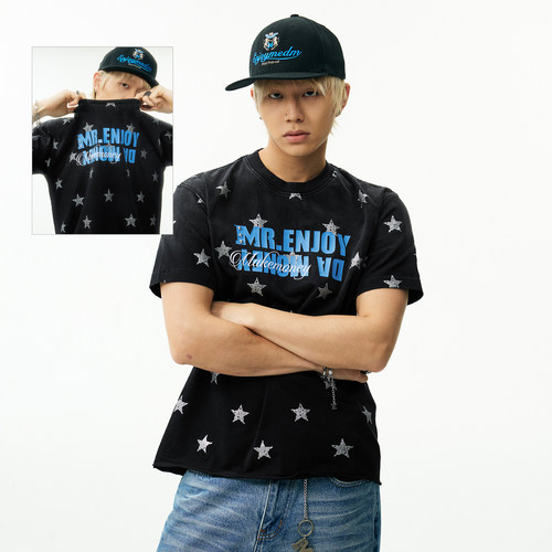 MEDM复古做旧星星logo短袖T恤