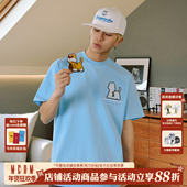 休闲T恤简约百搭男女情侣款 MEDM 宠物小猫牙刷绣魔术贴短袖 短tee